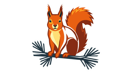 Obraz premium Vibrant red squirrel vector icon featuring an editable stroke, a creative colorful line illustration of woodland nature on white background, ideal for customizable and scalable graphic elements.