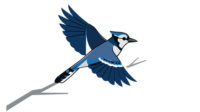 Elegant blue jay bird vector icon featuring a vibrant line art design and an editable stroke for customizable thickness, perfect for minimalist nature and forest wildlife themed artworks.