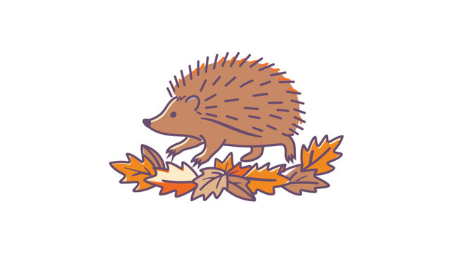 Colorful line vector icon of a little hedgehog featuring an editable stroke for customizable line weight, minimalist flat illustration for forest wildlife nature designs on white background.