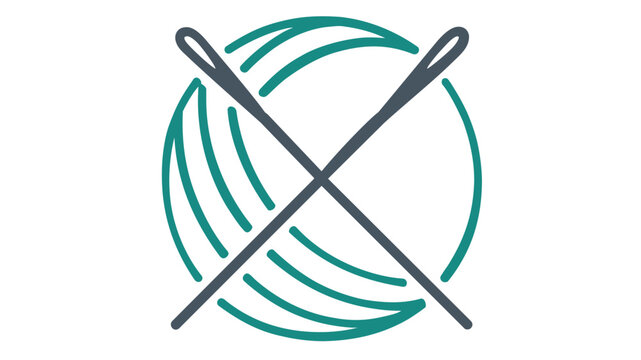 Minimalist striped yarn ball vector icon illustration for fiber arts and crafts, showcasing a colorful wool skein ideal for knitting, crocheting, and DIY needlework hobby branding materials.