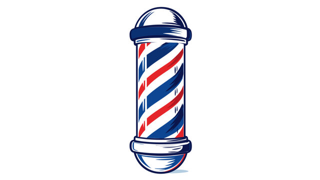 Modern barbershop pole sign vector icon with colorful stripes, creative line illustration for hair salon services, professional grooming symbol isolated on white background, minimalist design asset.
