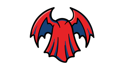 Fototapeta premium Detailed dragon wing cape fantasy vector icon featuring an editable stroke, colorful line illustration of mythical clothing for roleplay games and lore, scalable minimalist design element.