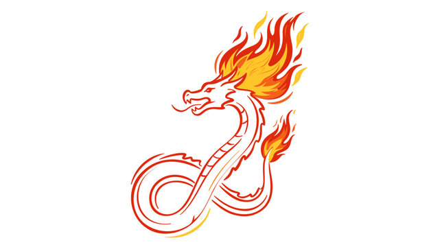 Vibrant fantasy dragon flame torch vector icon, creative colorful line illustration of a mystical fire symbol on white background for epic lore, tabletop gaming and adventure storytelling.