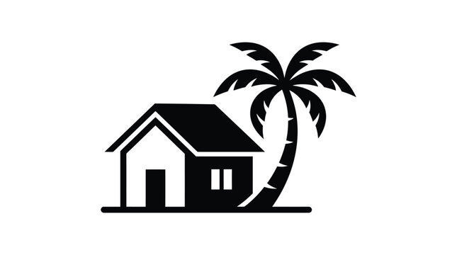 house with palm tree silhouette high quality professional detailed modern elegant stylish clean