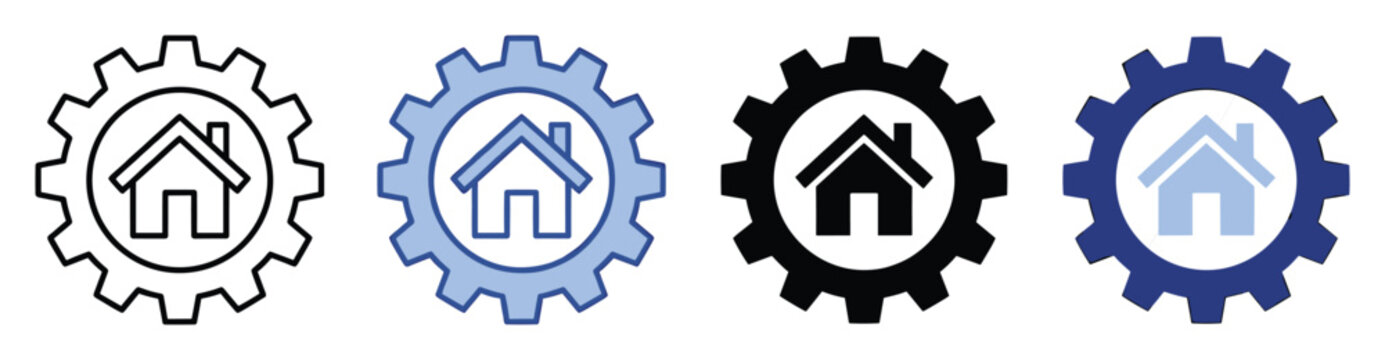 Smart home system configuration icon for residential property management application or housing service settings