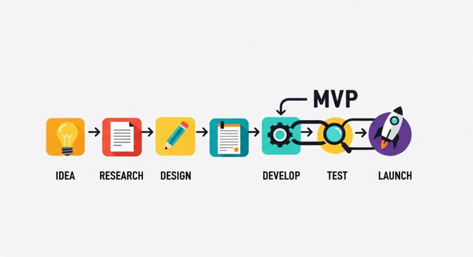 Product Development Process Flowchart Minimalist Design.