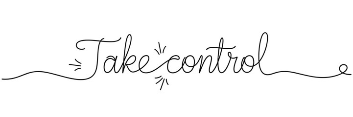 Naklejka premium Hand lettered phrase take control presented on white background, none editable stroke