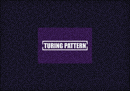 Turing pattern overlay on dark geometric texture with label