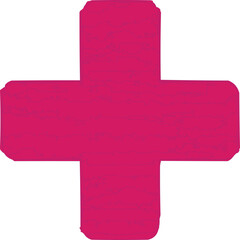 Plus sign rendered in a vibrant magenta hue stands out against a clean and solid white background. © Sohagee