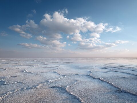 Minimalist Morandi Salt Lake Geometric Landscape, Summer Design Background