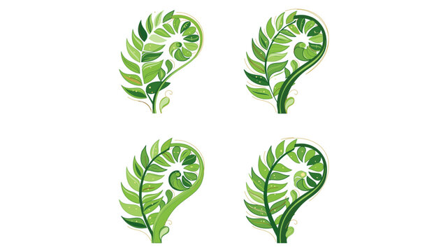 Colorful fern frond vector icon with editable stroke representing enchanted fairy forest foliage, adjustable line weight minimalist illustration for magic garden botanical design assets.