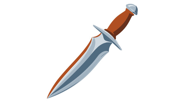 Stylized silver dagger vector icon for gothic vampire horror themes, creative colorful line illustration of a mystic weapon isolated on a white background for digital design projects.
