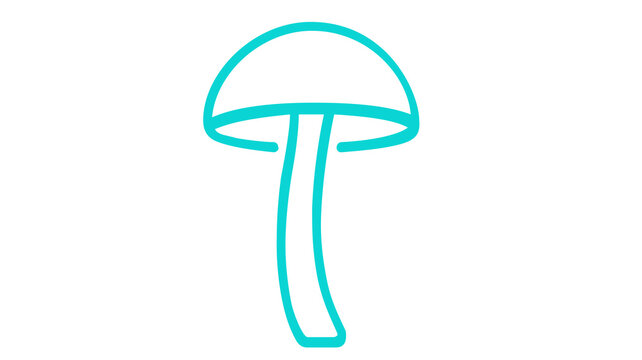 Whimsical enchanted garden glowing mushroom vector icon with vibrant colors and artistic line work, magical fairy forest toadstool illustration isolated on white background for web design.