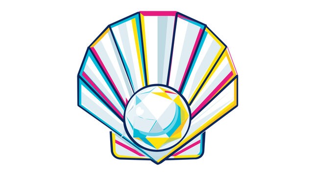Aphrodite goddess of love pearl shell vector icon featuring a colorful line illustration of an open oyster with a precious pearl inside inspired by ancient Greek mythology and sea legends.