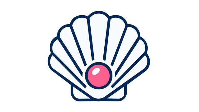 Aphrodite pearl shell vector icon representing the Greek goddess of beauty and love, featuring a creative colorful line art illustration on a white background for mythological design concepts