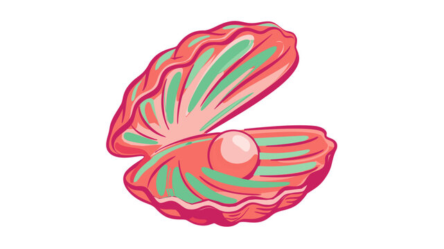 Aphrodite pearl shell vector icon from Greek mythology and ancient maritime legends, featuring a creative colorful line art illustration on a white background for beauty or ocean themed projects