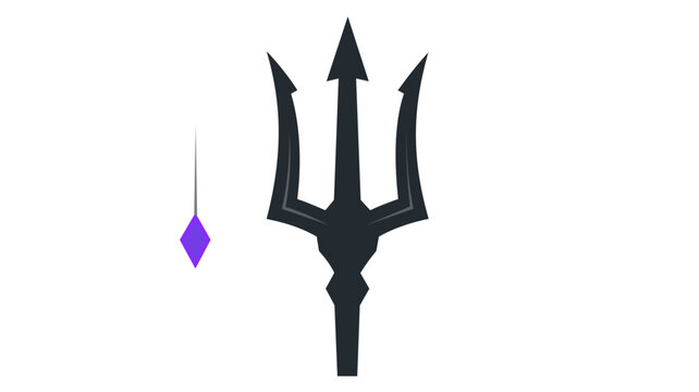 Hades iron bident vector icon illustration. Greek mythology underworld god weapon symbol. Flat minimalist scalable colorful design of ancient legend artifact for graphic resources on white.