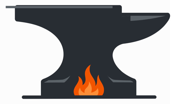 Hephaestus forging anvil creative colorful line vector icon on white background; greek mythology god of fire and craftsmanship illustration, minimalist flat design for blacksmith tool symbol.