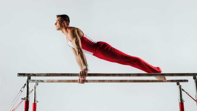 Gymnast Strength Hold on Parallel Bars