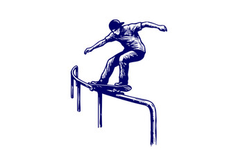 Fototapeta premium Skateboard hand drawn vector illustration
