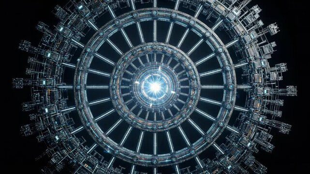 Abstract Data Network with Circular Futuristic Technology Interface