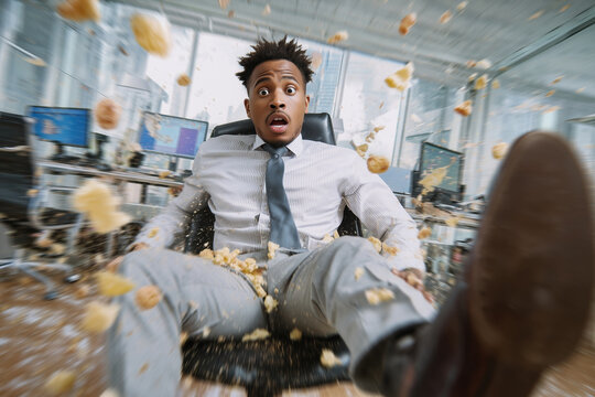 Businessman Falling from Chair