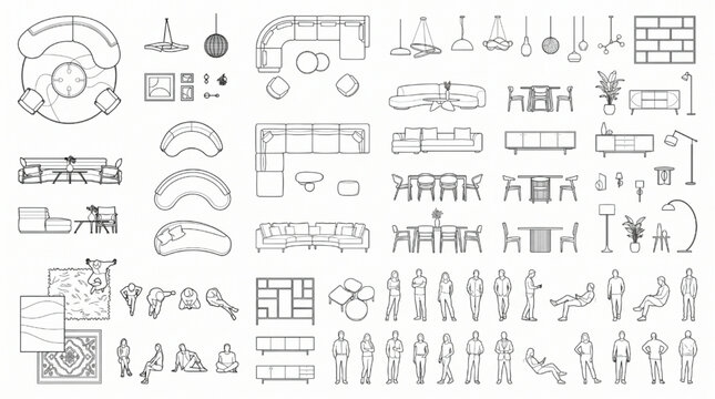 Master Architectural CAD Block Collection for Interior Design Floor Plans Furniture Elevations and Human Scales