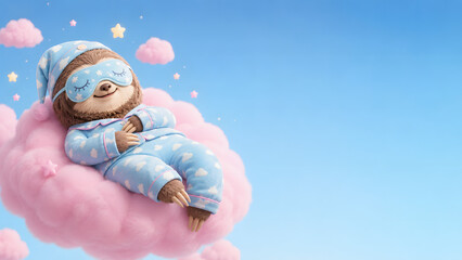 Fototapeta premium International Lazy Day Concept: Cute Sloth Relaxing with Large Copy Space