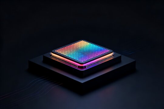 Colorful Hexagonal Chip on Platform