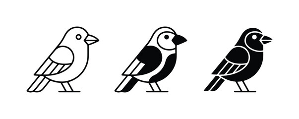 Bird Icons Set: Outline, Silhouette, and Filled Vector Graphics for Nature and Wildlife Themes © Nazim
