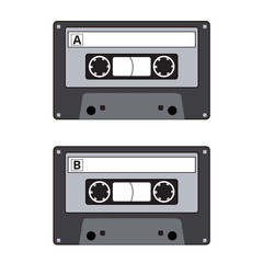 Naklejka premium Side a and side b cassette isolated on a white background