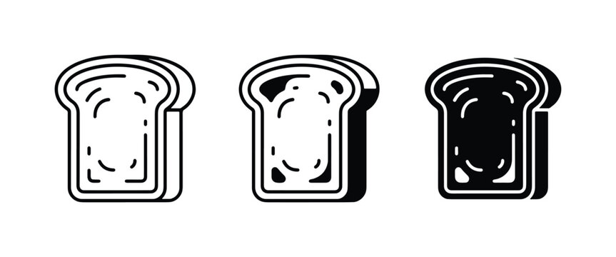 Toast Icons, Bread Slices, Breakfast Food Graphics, Bakery Elements, Simple Food Illustrations