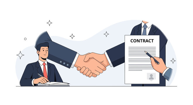 Business Partnership Agreement, Handshake, Contract Signing, Teamwork Concept