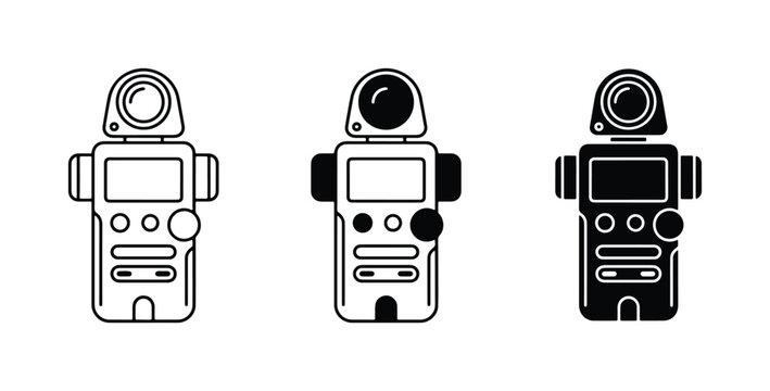 Retro Light Meter Icons, Vintage Photography Tools, Classic Exposure Meter Set, Black and White Vector Graphics