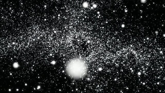 A bright explosion of white particles and orbs occurs in space.