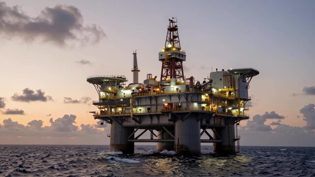 Ocean oil rig drilling platform sea