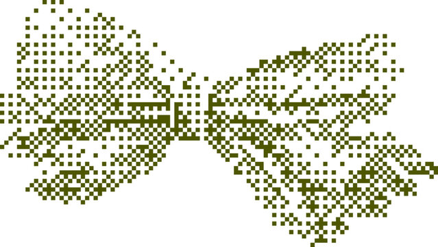 Abstract pixel bow tie pattern with a minimalist design on a light background
