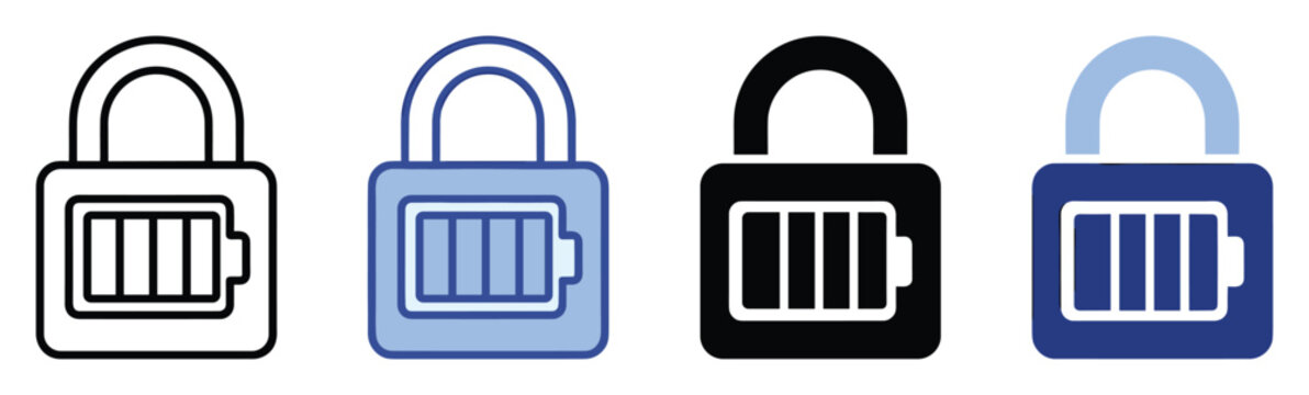 Secure padlock combination lock icon for digital data privacy protection and user interface graphics