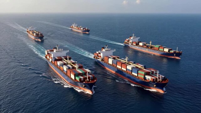 cargo container ship on the ocean open sea