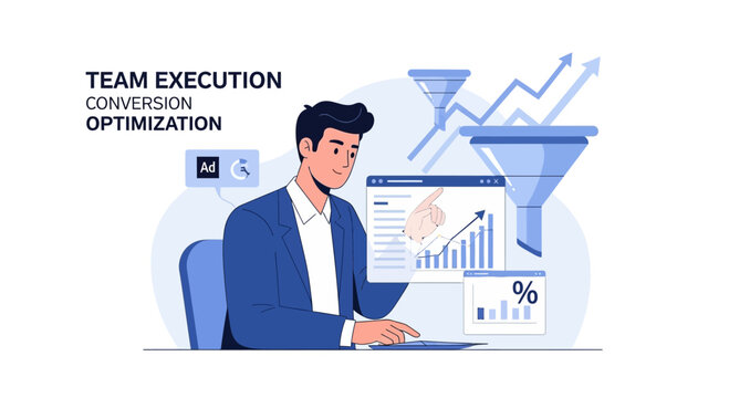 Business strategy analyst optimizing conversion rates with data and funnels.