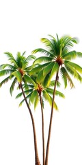 Fototapeta premium Isolated coconut palm trees on white background illustration with minimalist design, isolated, art