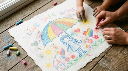 Naklejka premium Metaphorical Pastel Art Representing Child Advocacy and Healing for International Day of Innocent Children Victims of Aggression