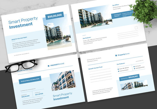 Blue Clean Real Estate Company Postcard