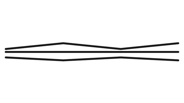 Horizontally arranged broken lines moving in an oscillatory motion on a white background