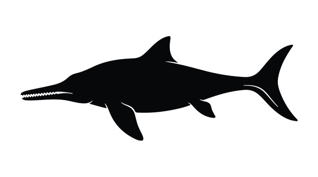 Ichthyosaur Marine Reptile Silhouette Prehistoric Sea Creature Illustration