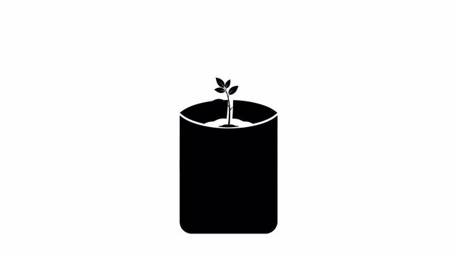 Minimalist continuous line drawing of a young plant sprouting in a pot, symbolizing growth and new beginnings. Smooth unbroken stroke on white background, perfect for nature or wellness themes.