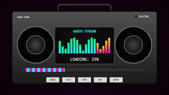 Digital Audio Stream Loading Progress Bar and Equalizer Animation
