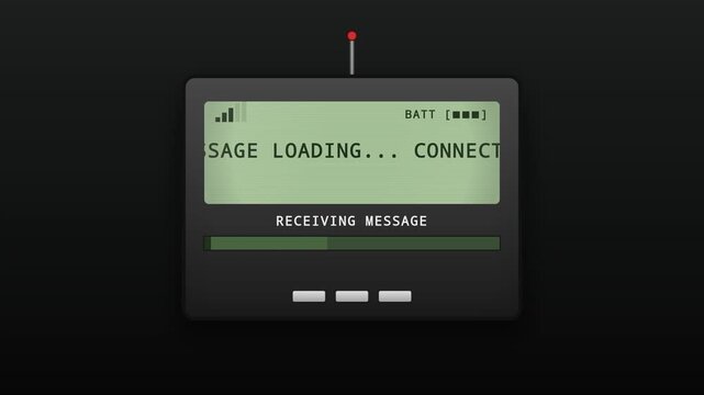 Retro Pager Display Loading System Message Connecting Network Data