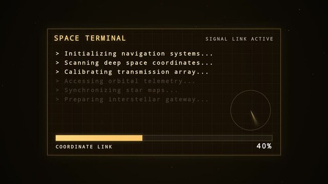 Futuristic Space Terminal Navigation System Loading Data Interface