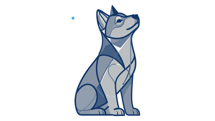 Fototapeta premium Minimalist grey wolf pup vector icon on a white background, this colorful line illustration of a baby animal cub includes an editable stroke for easy customization of the line weight and style.